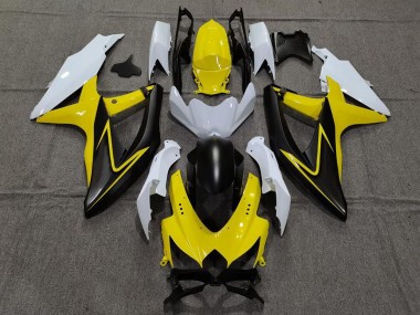 Jaune Brillant & Blanc 2008-2010 Suzuki GSXR 600-750 Carénage Moto