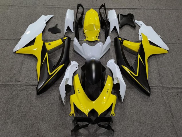 Jaune Brillant & Blanc 2008-2010 Suzuki GSXR 600-750 Carénage Moto