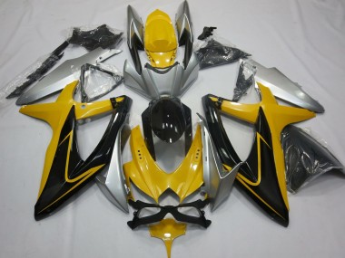 Jaune Noir & Argent 2008-2010 Suzuki GSXR 600-750 Carénage Moto