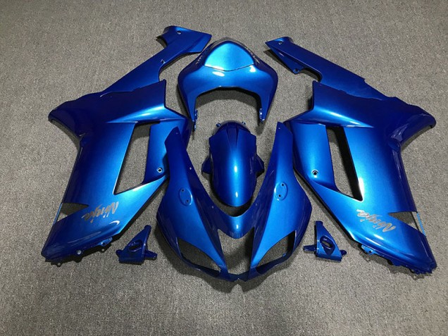 Logos Bleu Brillant & Chromés 2007-2008 Kawasaki ZX6R Carénage Moto Logos Bleu Brillant & Chromés 2007-2008 Kawasaki ZX6R Carénage Moto