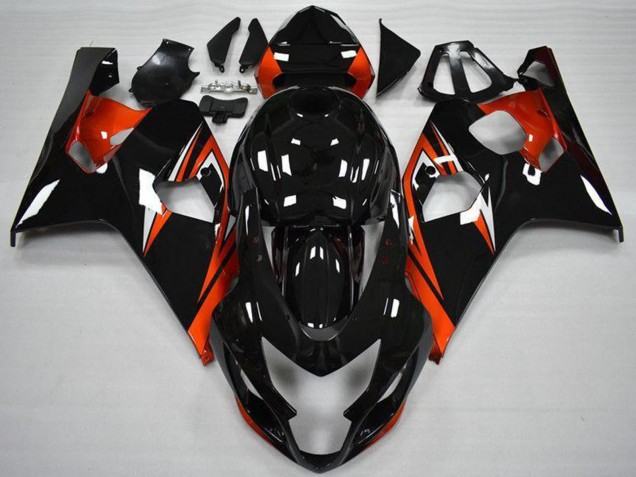 Carénages Moto Suzuki GSXR 600/750 2004-2005 - Noir Brillant Rouge Bande