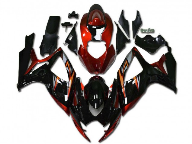 Carénages Moto Suzuki GSXR 600/750 2006-2007 - Orange Argent Noir Brillant Bande