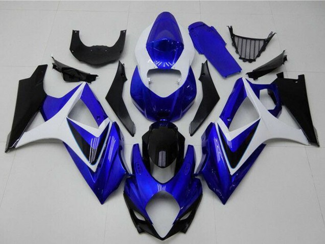 Carénages Moto Suzuki GSXR 1000 2007-2008 - Blanc Bleu Noir No Décalque