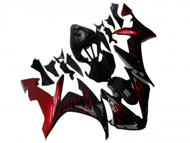 Achetez Carénages Moto Yamaha YZF R1 2004-2006 - Noir Brillant Rouge Flamme