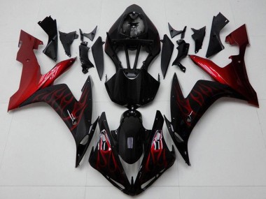 Achetez Carénages Moto Yamaha YZF R1 2004-2006 - Noir Brillant Rouge Flamme