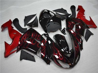 Achetez Carénage Moto Kawasaki ZX10R 2006-2007 - Noir Brillant Rouge Flamme