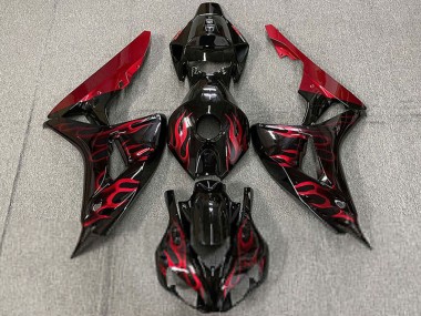 Achetez Carénages Moto Honda CBR1000RR 2006-2007 - Noir Brillant Rouge Flamme