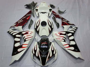 Achetez Carénages Moto Honda CBR1000RR 2006-2007 - Blanc Rouge Noir Brillant Flamme