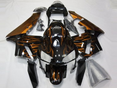 Achetez Carénages Moto Honda CBR600RR 2003-2004 - Noir Brillant Orange Flamme
