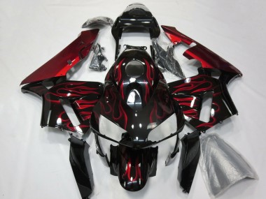 Achetez Carénages Moto Honda CBR600RR 2003-2004 - Noir Brillant Rouge Flamme