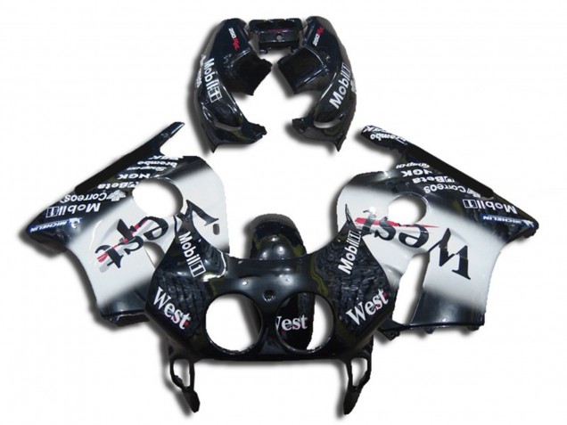 Carénages Moto Honda CBR250RR 1990-1998 - Noir Brillant Blanc West
