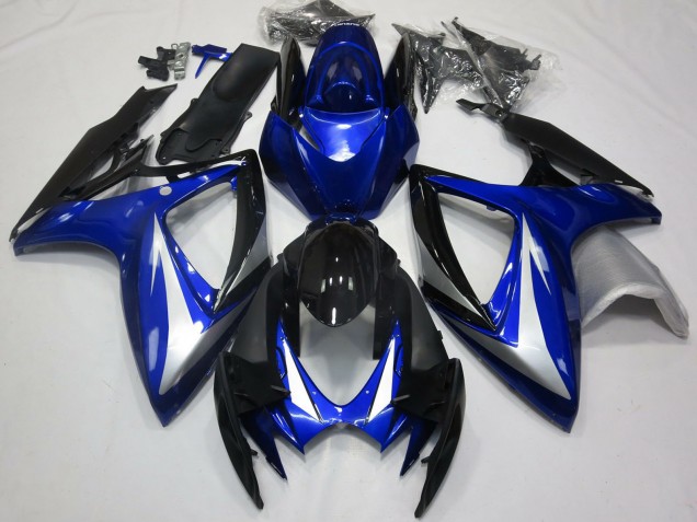 Carénages Moto Suzuki GSXR 600 / GSXR 750 2006-2007 - Bleu Argent Noir Brillant OEM Style