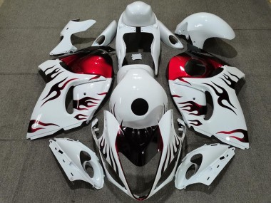 Achetez Carénages Moto Suzuki GSXR 1300 2008-2020 - Blanc Brillant Rouge Flamme
