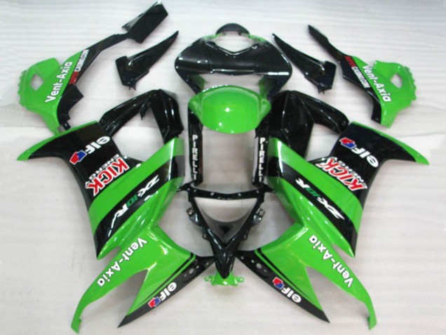 Carénages Moto Kawasaki ZX10R 2008-2010 - Vert Noir Rouge Kick Elf Vent-Axia