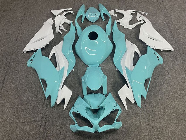 Carénages Moto Kawasaki ZX6R 2019-2022 - Blanc Aqua Bleu