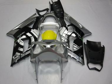 Achetez Carénages Moto Kawasaki ZX6R 2003-2004 - Argent Jaune Noir Brillant