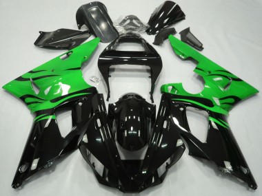 Achetez Carénages Moto Yamaha R1 2000-2001 - Vert Noir Brillant Flamme