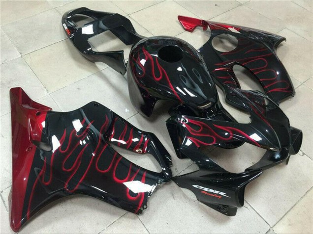 Carénage Moto Honda CBR600 F4i 2001-2003 - Noir Brillant Rouge Flamme