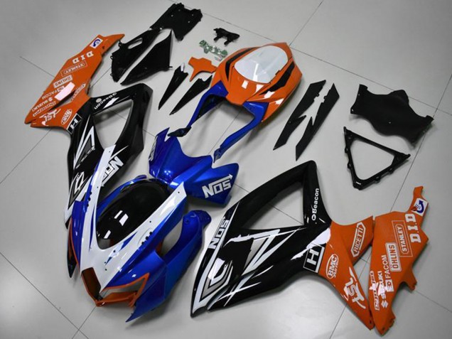 Carénages Moto Suzuki GSXR 600/750 2008-2010 - Orange Bleu Blanc Noir Brillant