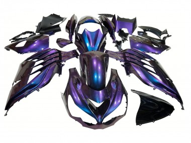 Achetez Carénages Moto Kawasaki ZX14R ZZR1400 2012-2024 - Caméléon Bleu Violet