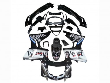 Achetez Carénages Moto Kawasaki ZZR400 1993-2007 - Noir Brillant Blanc West
