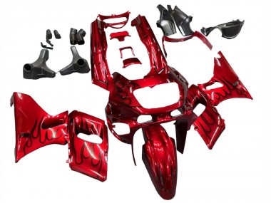 Achetez Carénages Moto Kawasaki ZZR400 1993-2007 - Rouge Noir Flamme
