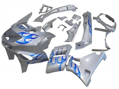 Achetez Carénages Moto Kawasaki ZZR400 1993-2007 - Blanc Bleu Flamme