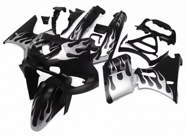 Achetez Carénages Moto Kawasaki ZZR400 1993-2007 - Noir Brillant Argent Flamme