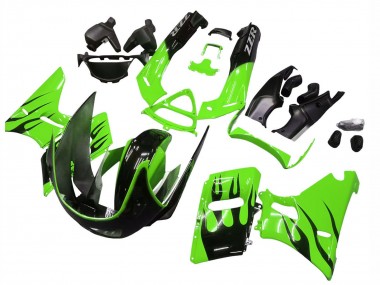 Achetez Carénages Moto Kawasaki ZZR400 1993-2007 - Vert Noir Brillant Flamme