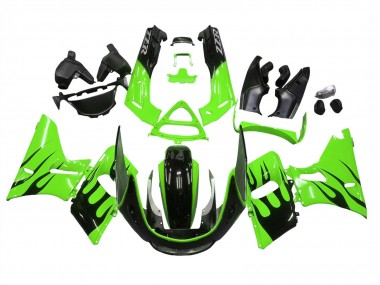 Achetez Carénages Moto Kawasaki ZZR400 1993-2007 - Vert Noir Brillant Flamme
