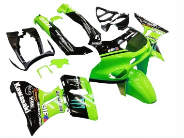 Achetez Carénages Moto Kawasaki ZZR400 1993-2007 - Vert Noir Brillant Bleu Monstre Elf Touch4 Bridgestone