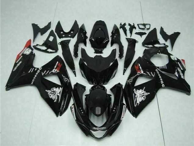 Carénages Moto Suzuki GSXR 1000 2009-2016 - Noir Brillant Rouge Balise Motul