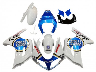 Achetez Carénages Moto Suzuki SV650 2003-2013 - Blanc Bleu Lucky Strike Motul