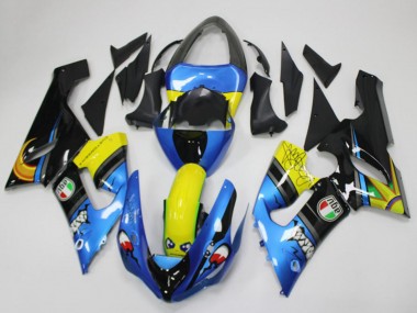 Achetez Carénages Moto Kawasaki ZX6R 2005-2006 - Bleu Jaune Noir Requin