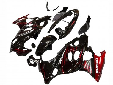 Achetez Carénages Moto Suzuki GSX600F/GSX750F 2004-2006 - Noir Brillant Rouge Flamme