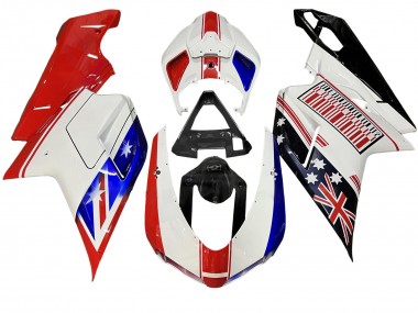 Achetez Carénages Moto Ducati 848/1098/1198 2007-2014 - Blanc Rouge Bleu Noir Brillant