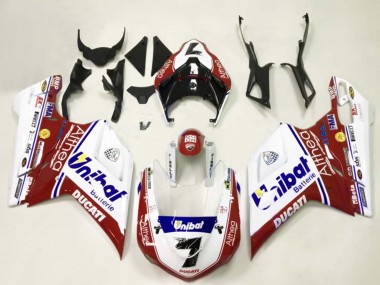 Achetez Carénages Moto Ducati 848/1098/1198 2007-2014 - Blanc Rouge Bleu Unibat 7