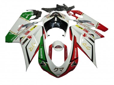 Achetez Carénages Moto Ducati 848/1098/1198 2007-2014 - Blanc Rouge Vert Accossato
