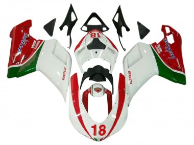 Achetez Carénages Moto Ducati 848/1098/1198 2007-2014 - Blanc Rouge Vert 18