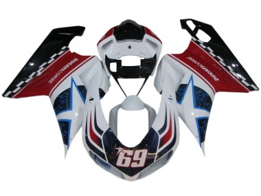 Achetez Carénages Moto Ducati 848/1098/1198 2007-2014 - Blanc Rouge Bleu Noir Brillant Corse 69