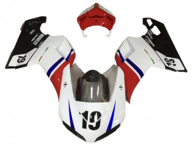 Achetez Carénages Moto Ducati 848/1098/1198 2007-2014 - Blanc Rouge Bleu Noir Brillant 19