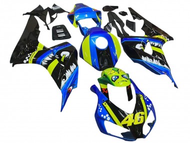 Achetez Carénages Moto Honda CBR1000RR 2006-2007 - Bleu Fluorescent Vert Noir Brillant Requin 46