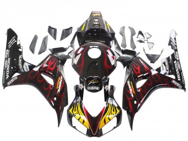Achetez Carénages Moto Honda CBR1000RR 2006-2007 - Noir Brillant Jaune Rouge Flamme
