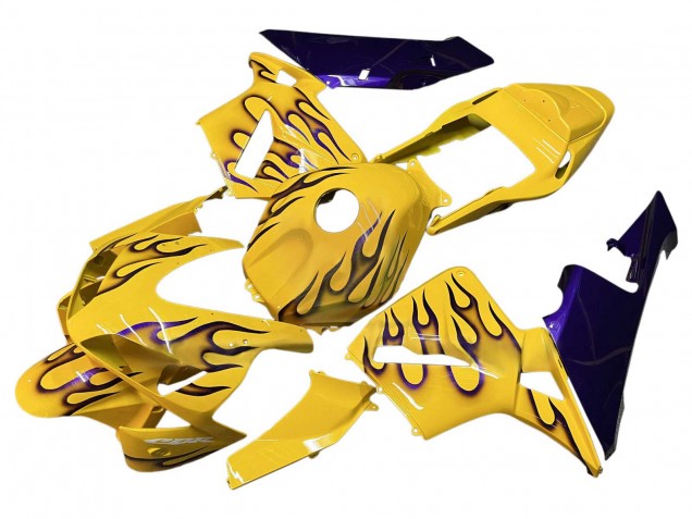 Carénages Moto Honda CBR600RR 2003-2004 - Jaune Noir Flamme