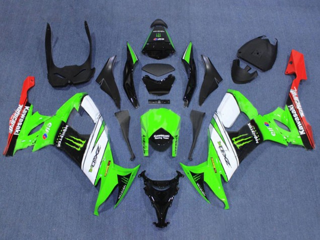 Carénages Moto Kawasaki ZX10R 2008-2010 - Vert Blanc Rouge Noir Monstre