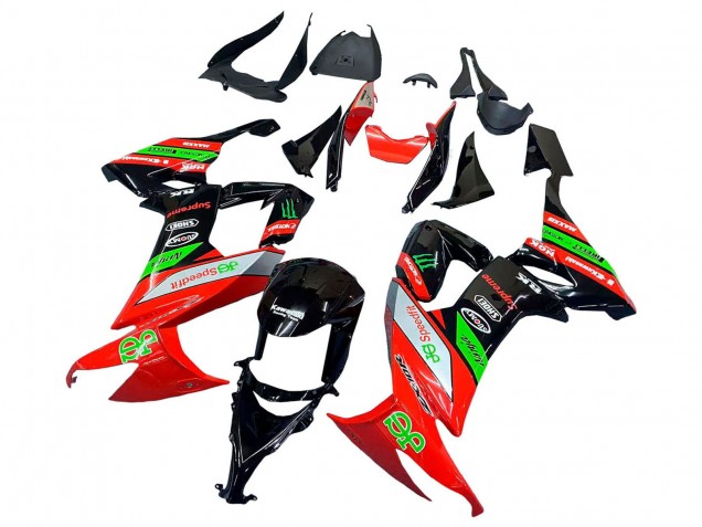 Carénages Moto Kawasaki ZX10R 2008-2010 - Rouge Vert Noir