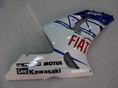 Achetez Carénages Moto Kawasaki ZX6R 2003-2004 - Blanc Bleu Rouge Fiat