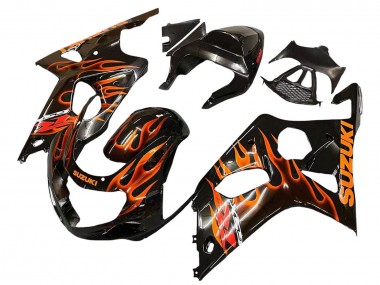 Achetez Carénages Moto Suzuki GSXR1000 2000-2002 - Noir Brillant Orange Flamme