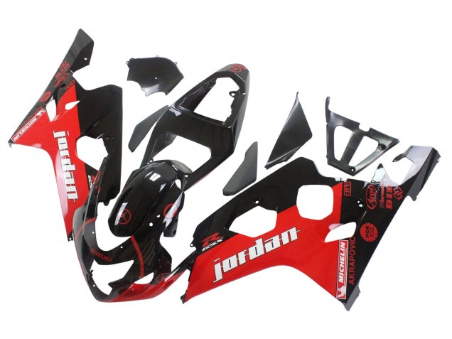 Carénages Moto Suzuki GSXR 600 / GSXR 750 2004-2005 - Noir Brillant Rouge Jordan Michelin