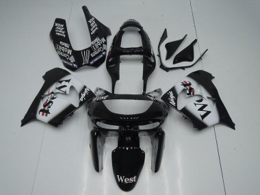 Achetez Carénages Moto Kawasaki ZX9R 1998-1999 - Noir Brillant Blanc West